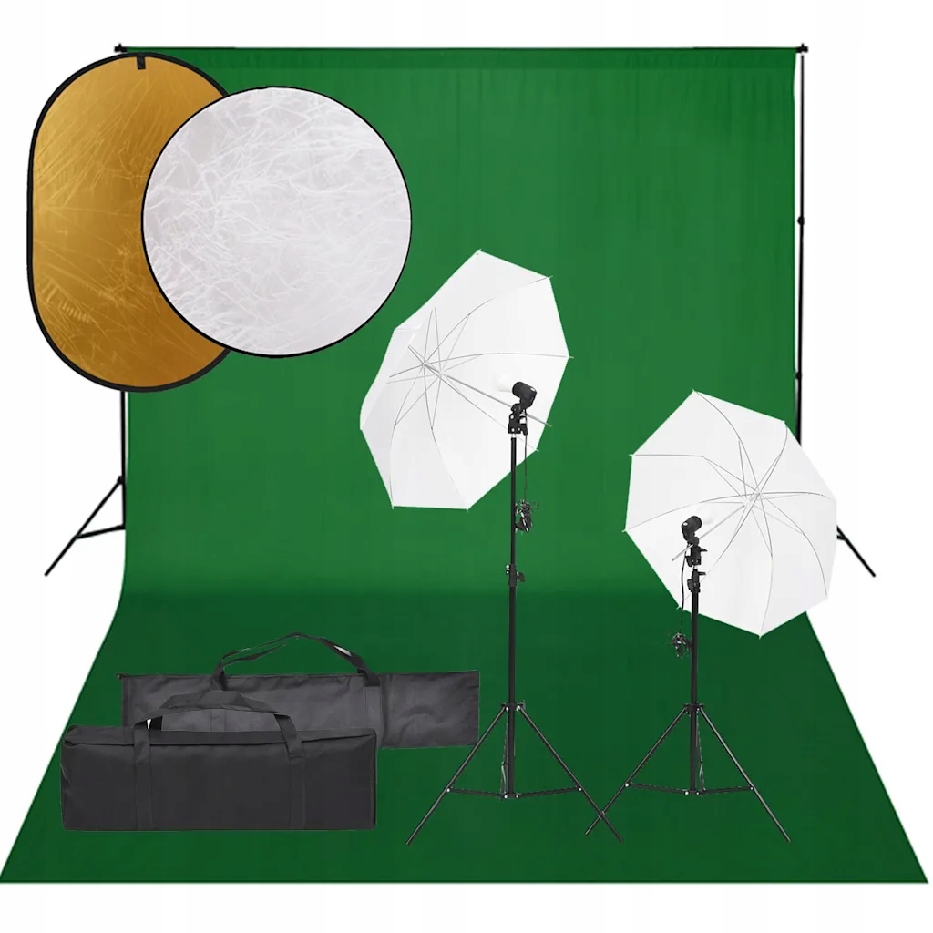Zestaw Studyjny Fotograficzny z Tłem Blendami Lampa Softbox Statyw 5500 K
