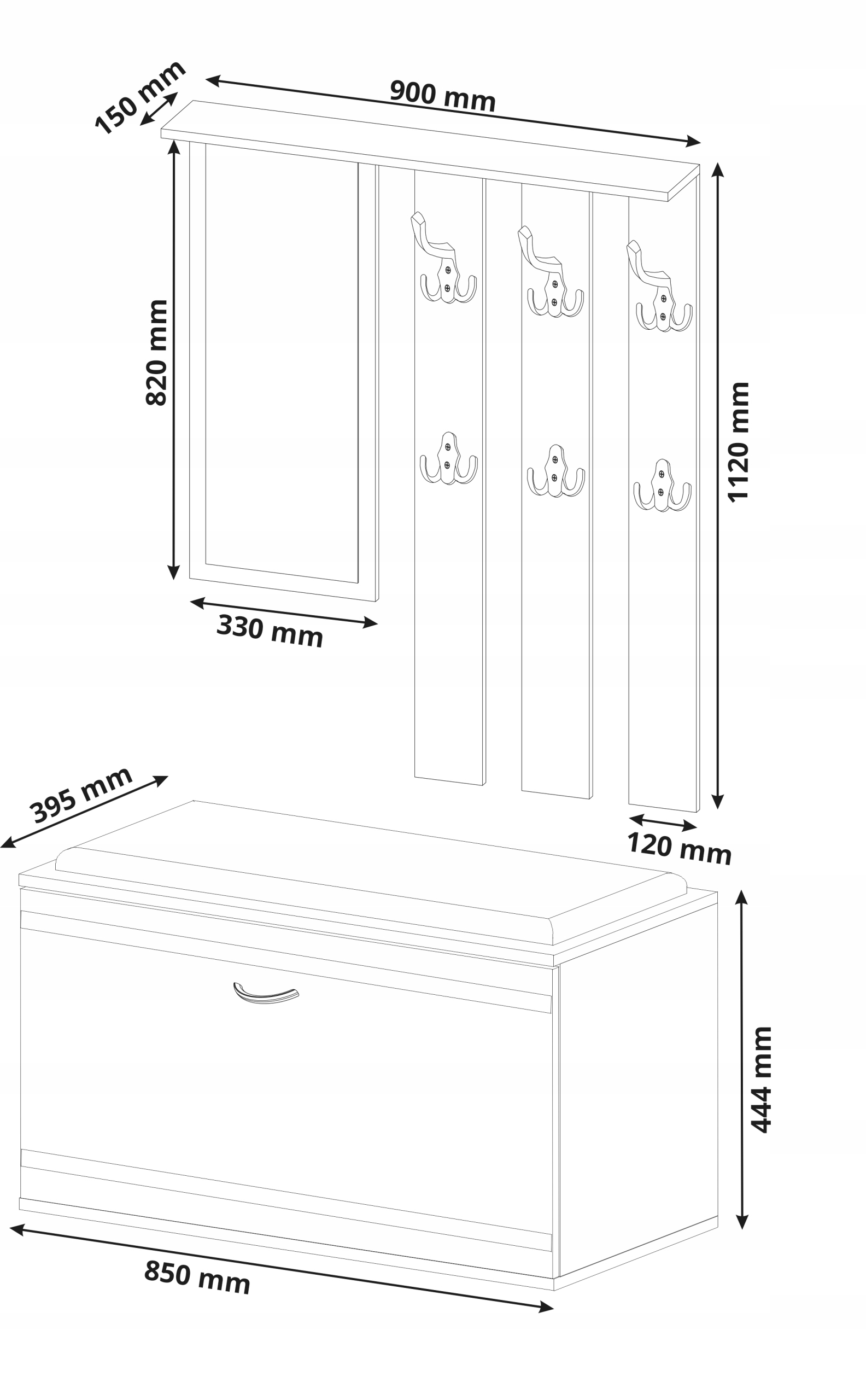Garderoba wieszak szafka na buty lustro antracyt mix artisan V-2 Producent
