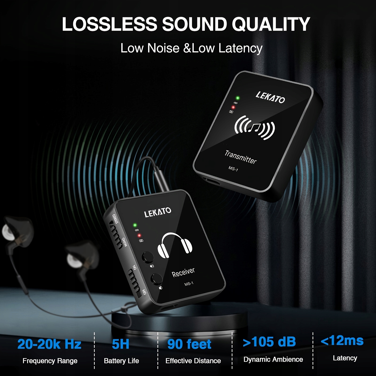 LEKATO MS-1 Wireless in Ear Monitor System 2.4G Stereo Wireless IEM System EAN (GTIN) 0701044162210