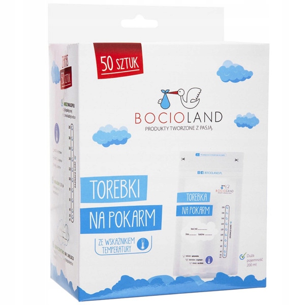 TOREBKI DO PRZECHOWYWANIA I MROŻENIA POKARMU BOCIOLAND WORECZKI 200ml 50szt Marka Bocioland
