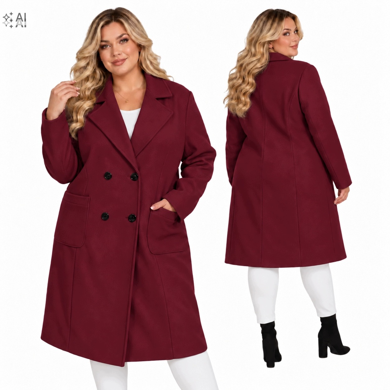 Dámský kabát Námořnická Modrá Klasický Elegance v moderním provedení 52 54 6xl 7