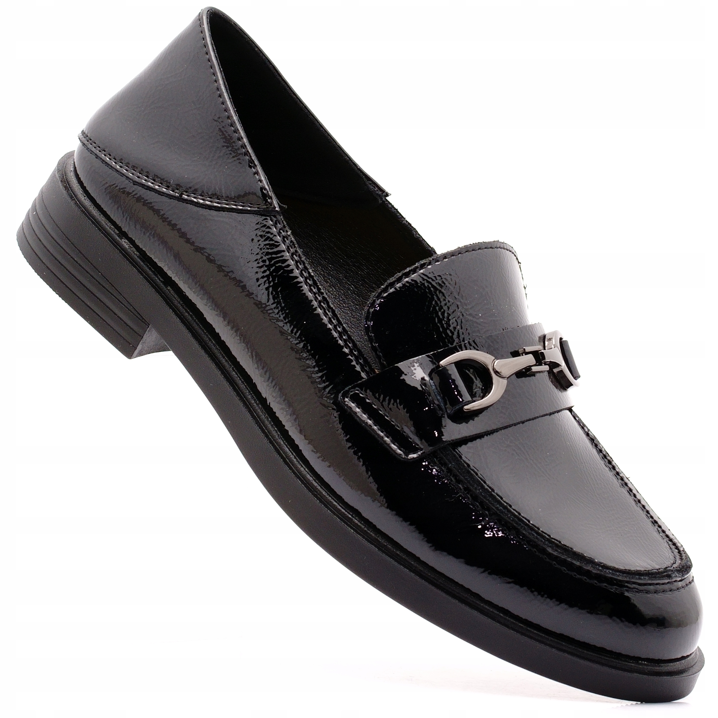 Vinceza Buty Damskie Mokasyny Czarne Półbuty Lordsy Skórzane 18117 39