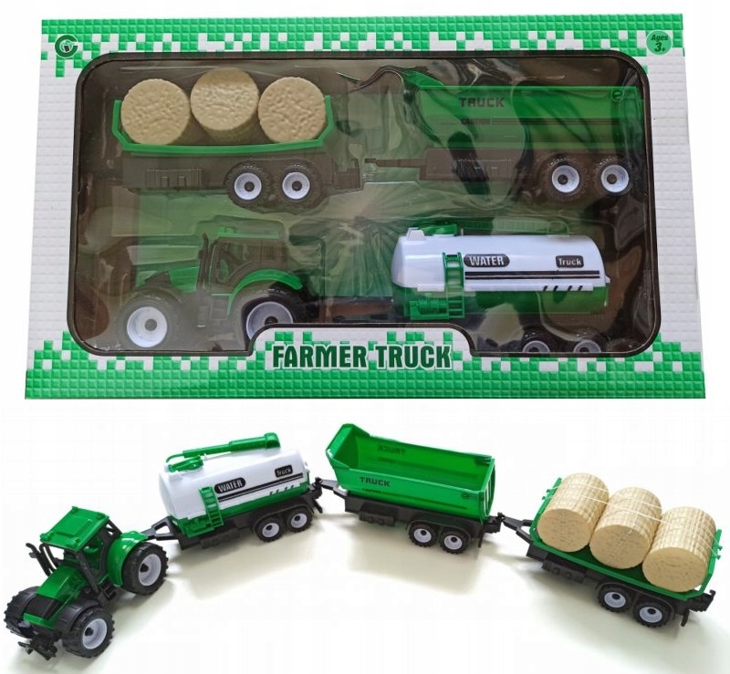 

Zestaw Traktor Przyczepa Bele Siana Cysterna Farm