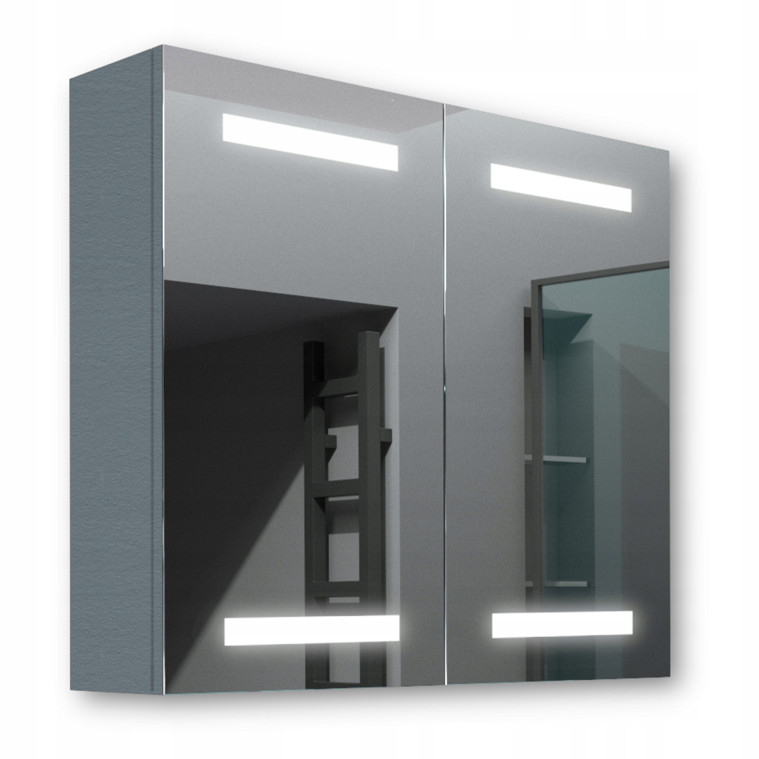 Drevená skrinka 80x70 Led zrkadlo Ares Antracit