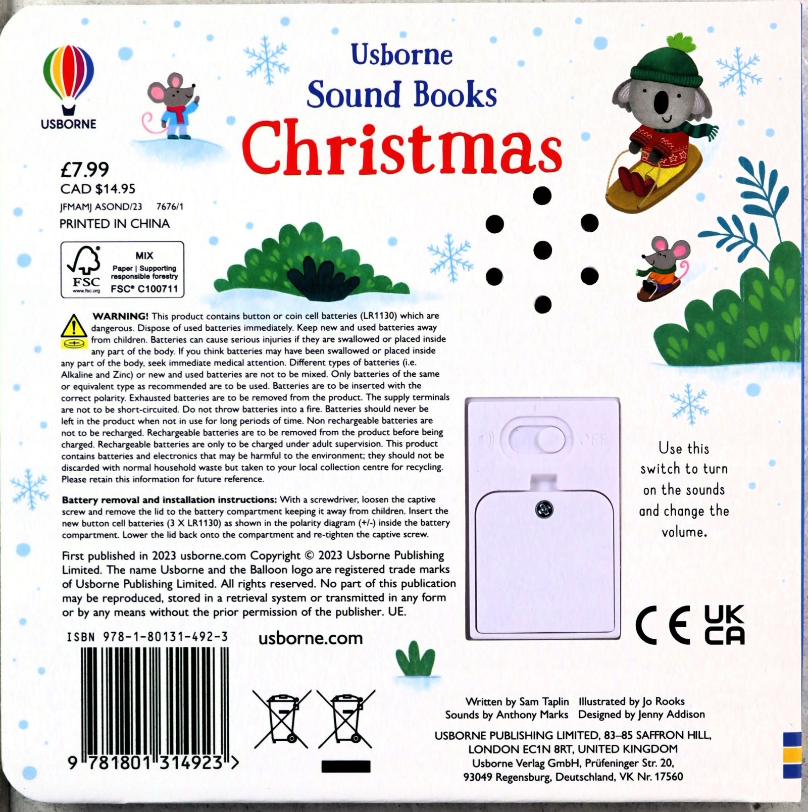 LITTLE CHRISTMAS SOUND BOOK - Sam Taplin [KSIĄŻKA] Stan opakowania oryginalne