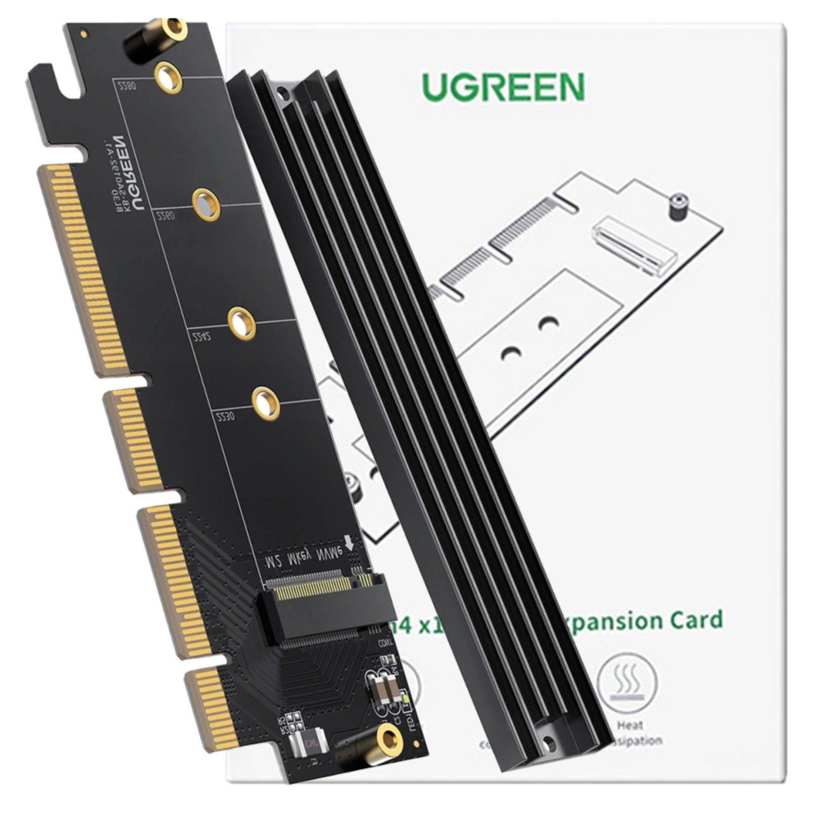 Ugreen Adapter PCIe 4.0 X16 Do M.2 NVMe Do Komputera Pc Z Przejściem Na Ssd