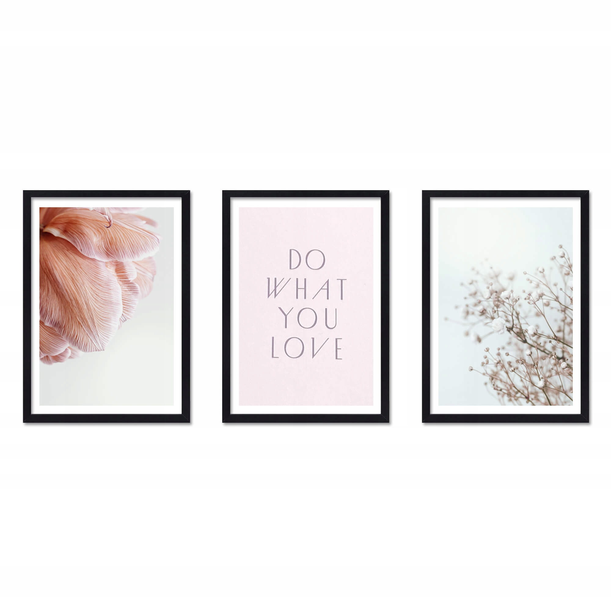 Sada černých rámečků – galerie rámečků pro 3 fotografie