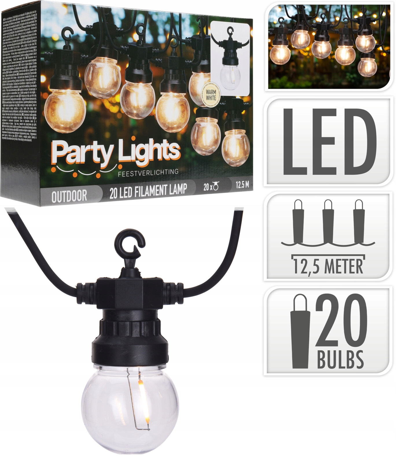 Progarden Světelný řetěz Led Party venkovní 20 světel KO-LE2100160