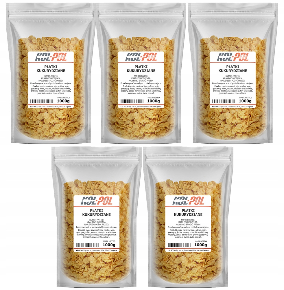 Levně Kukuřičné Vločky 5 kg Snídaňové, přírodní, vysoká kvalita Kol-Pol