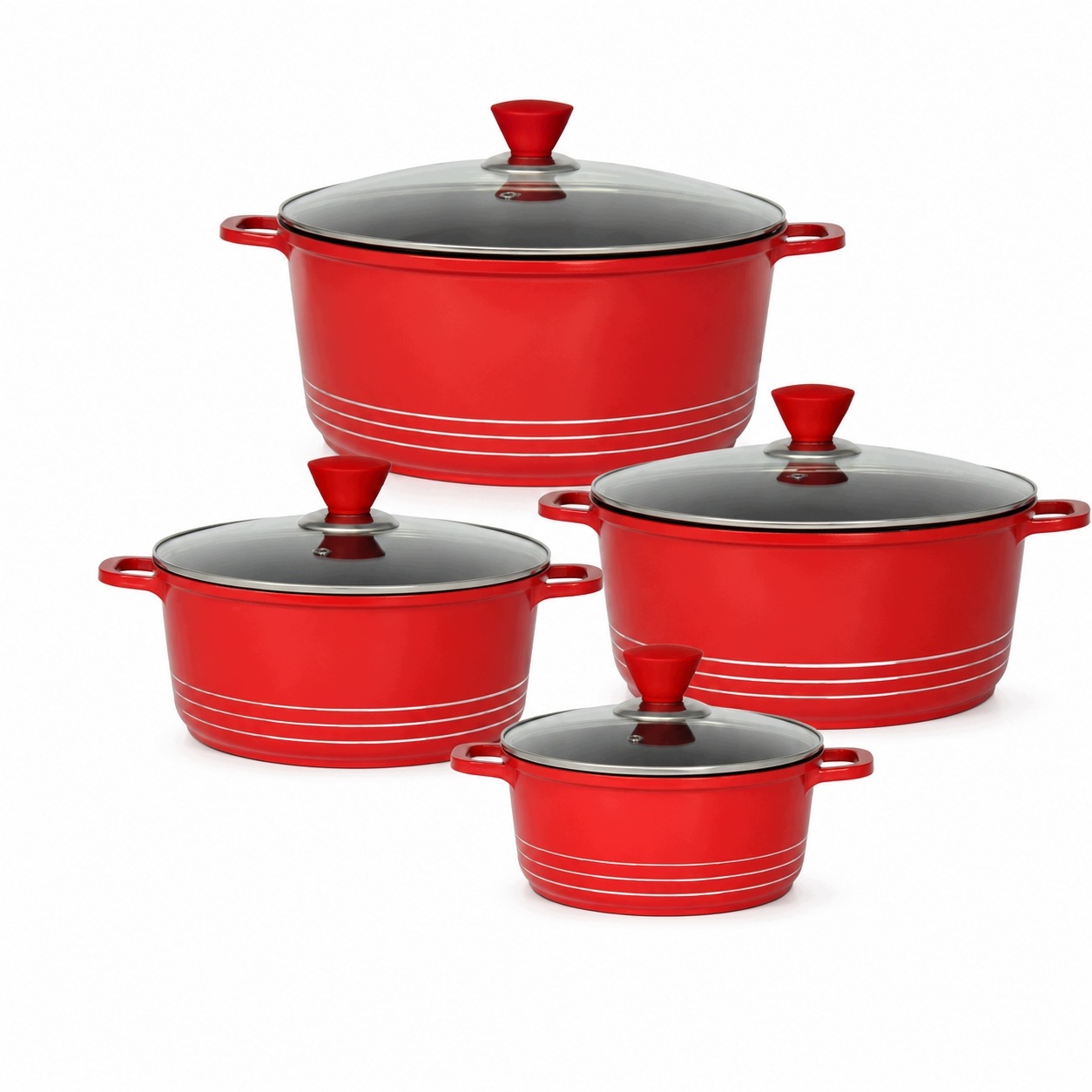 Súprava Hrncov Banoo 4 Kusy z hliníka Indukcia Pokrievky Non Stick