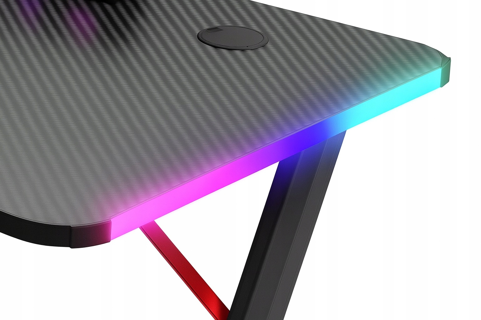 Biurko Gamingowe Komputerowe Stół dla Gracza Nowoczesne LED 140 cm czarne