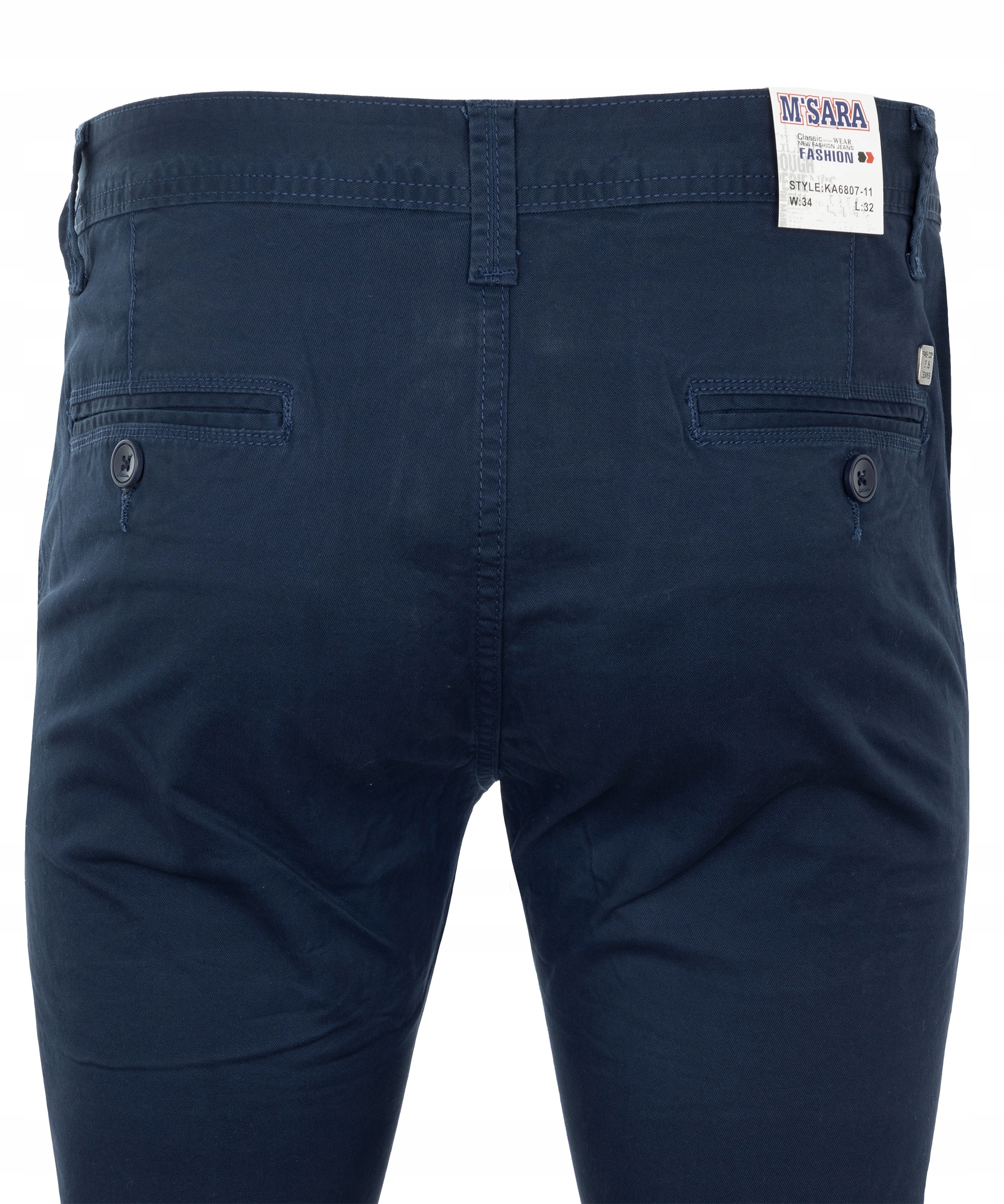 SPODNIE MATERIAŁOWE CHINOSY GRANATOWE PROSTE W31 Fason chinos