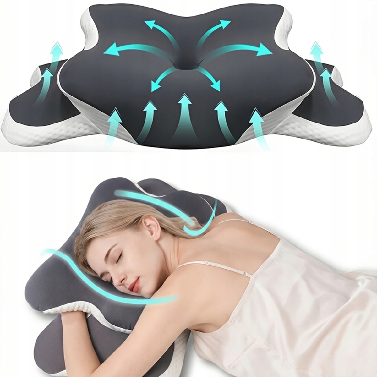 Ortopedyczna Poduszka Do Spania Pianka Memory Profilowana Na Plecach