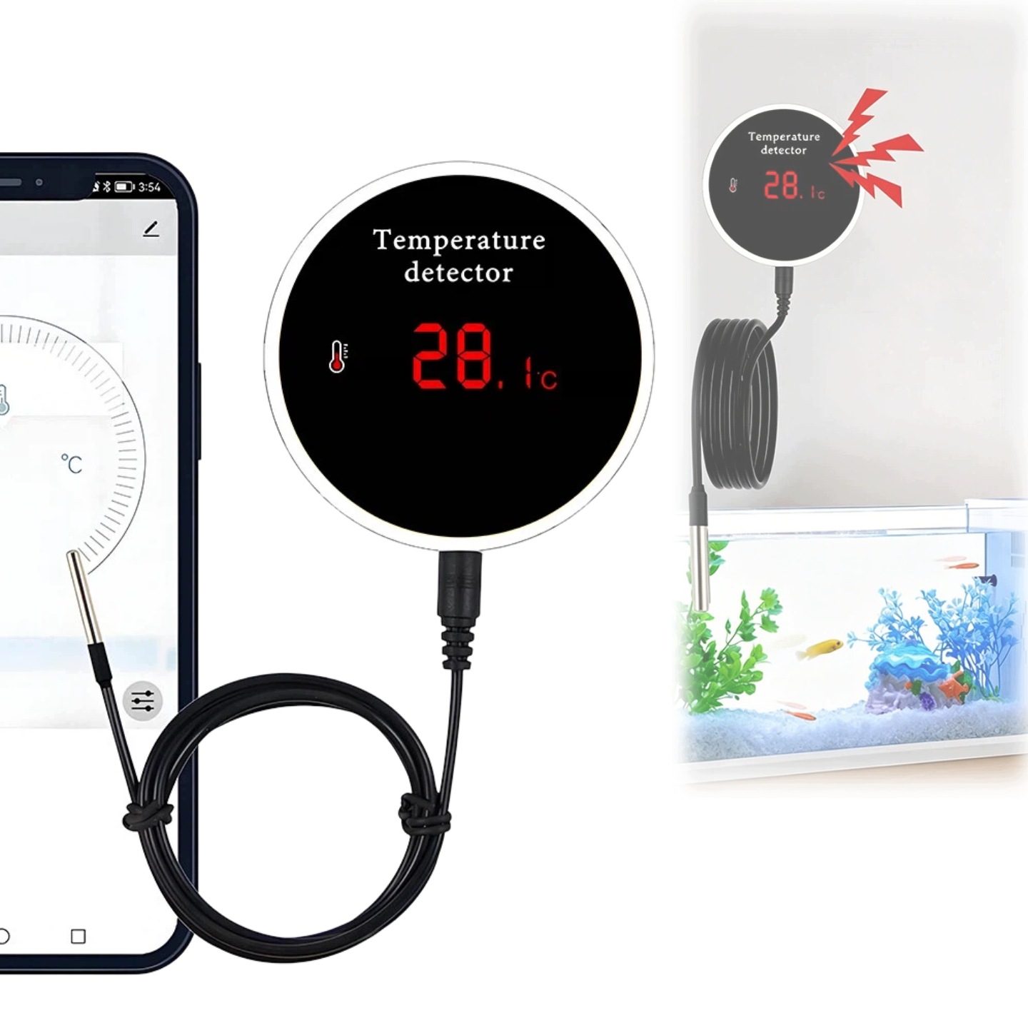 Smart WiFi teploměr s vodotěsnou sondou Snímač teploty