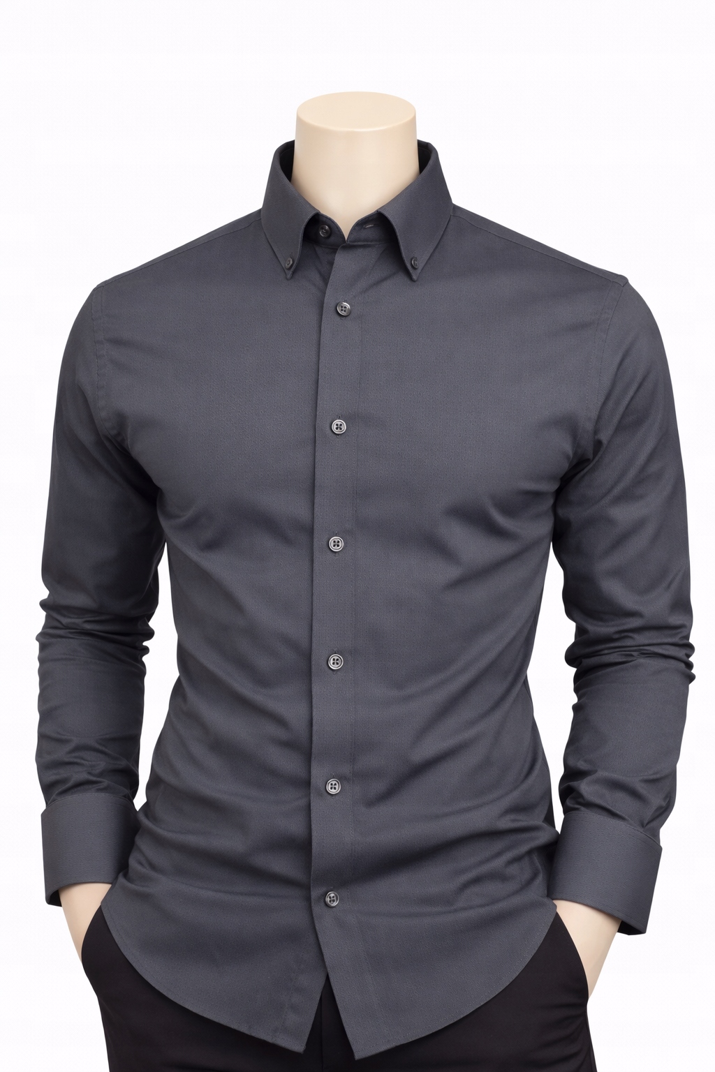 Pánská košile Viadi Polo Grafitová Regular Dlouhý rukáv vel. 5XL Elastan 3%