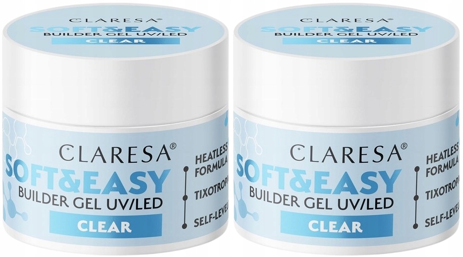 2 x Claresa Stavební Gel Soft&Easy Builder Gel Clear 45G Transparentní