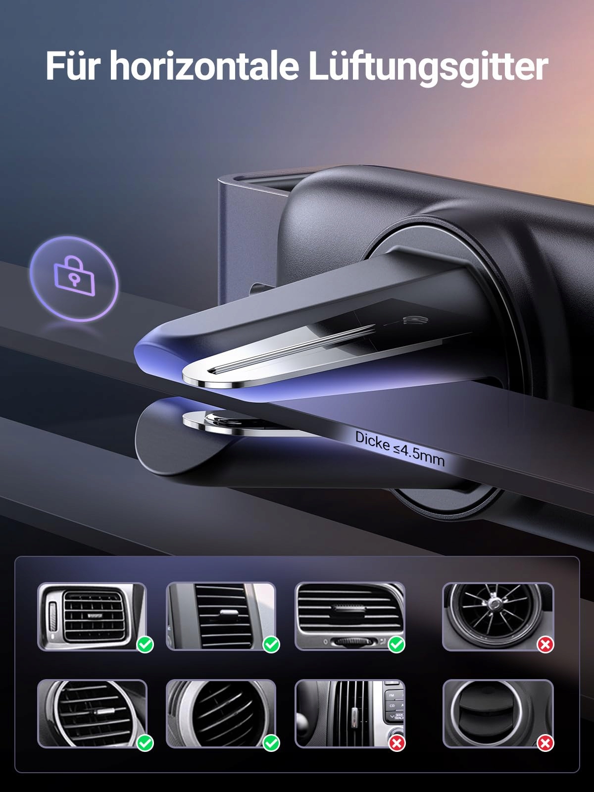 UGREEN Uchwyt Samochodowy Do Telefonu 360 Stopni iPhone Samsung Huawei — miniatura 3