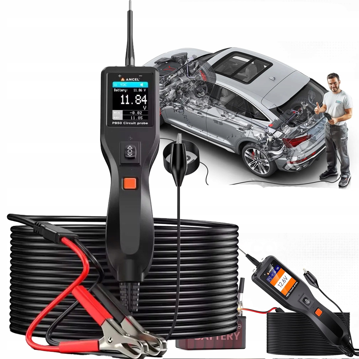 Tester automobilových obvodov Sonda 12V 24V Multimetr Led diagnostika