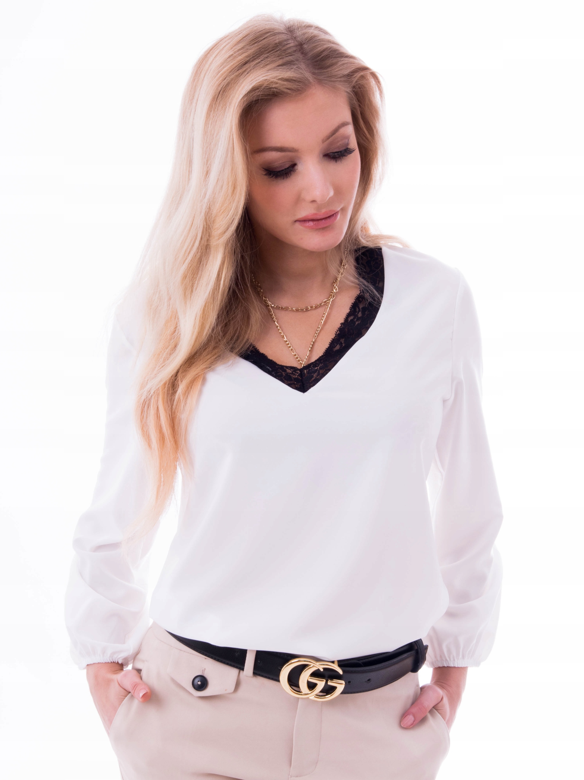 ELEGANCKA KOBIECA MODNA KORONKOWA BLUZKA POLSKI PRODUKT Kolekcja koronka biała modna elegancka