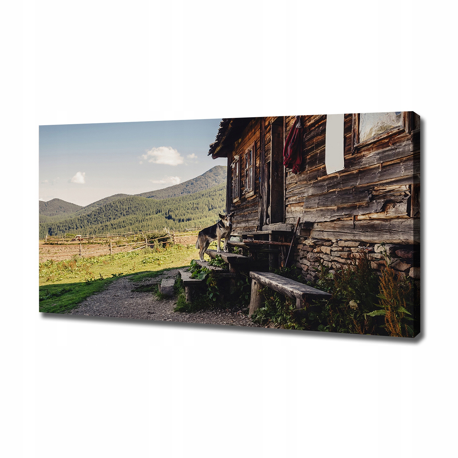 

Foto obraz na płótnie Drewniany dom góry 120x60 cm