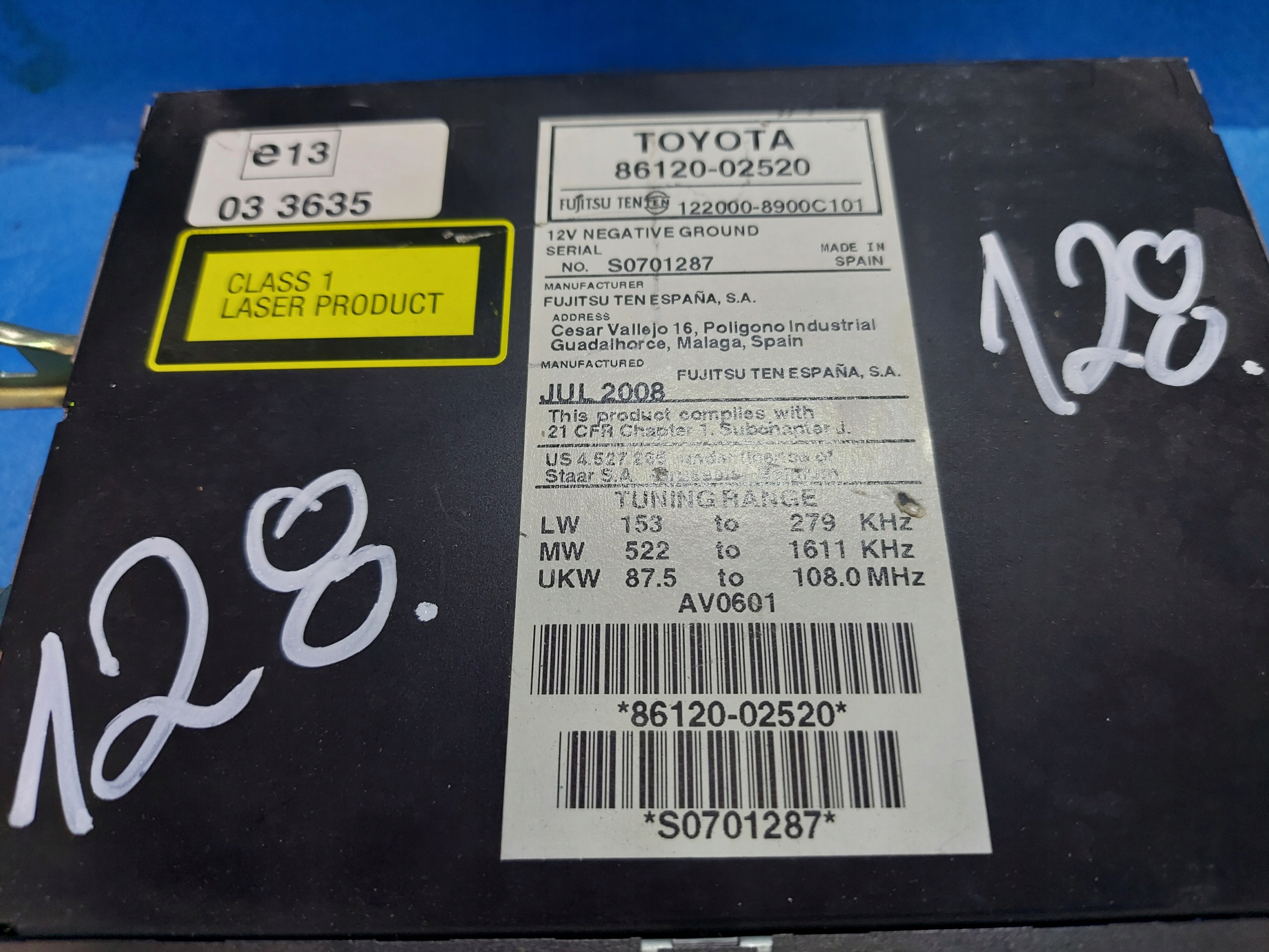 RADIO EKRAN AURIS 2008 R 86120-02520