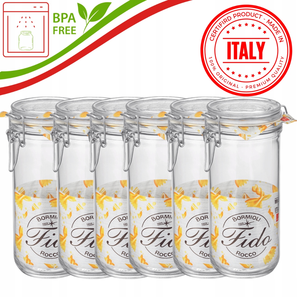 Poháre s sponou 1L Bormioli Fido Rocco na zaváranie, výrobky Bpa Free 6ks