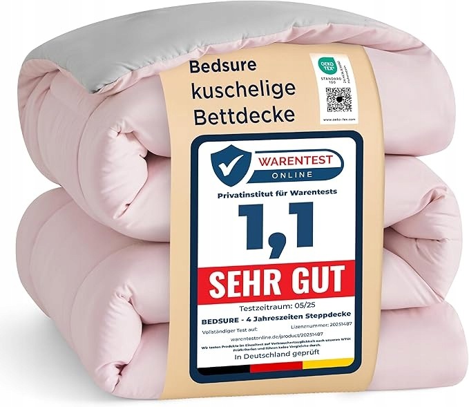 Bedsure Přikrývka 135x200 4 Roční Období Oeko-TEX Růžovo-šedá