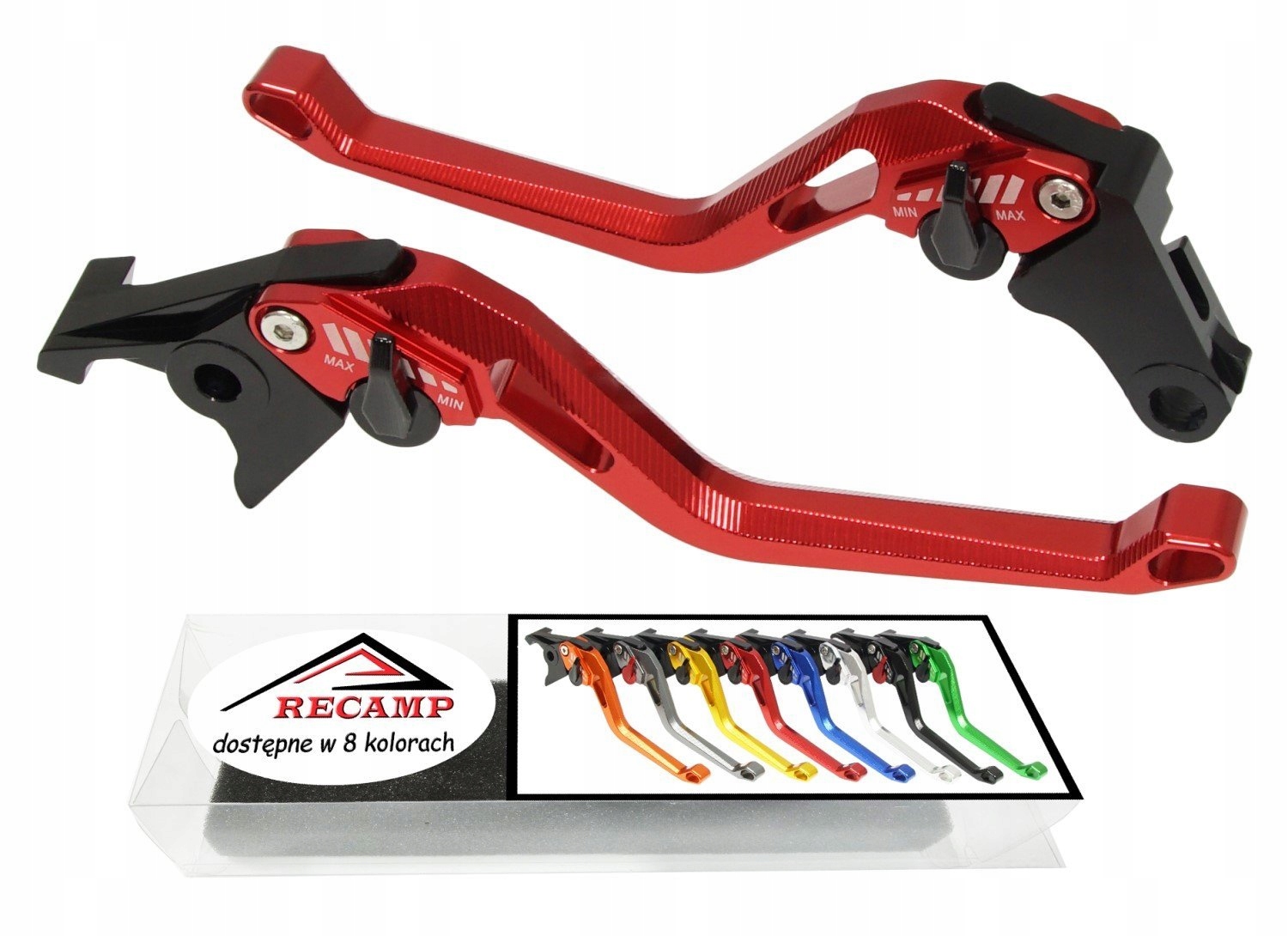 DŁUGIE KLAMKI 5D sportowe CNC dźwignie czerwone