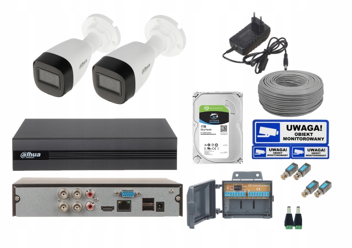 Zestaw do monitoringu Dahua 2 kamery FULL HD 1TB