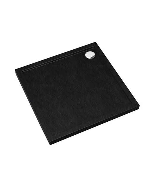 Čtvercová sprchová vanička 90 x 90 cm, akryl, černý kámen, Sharper Stone