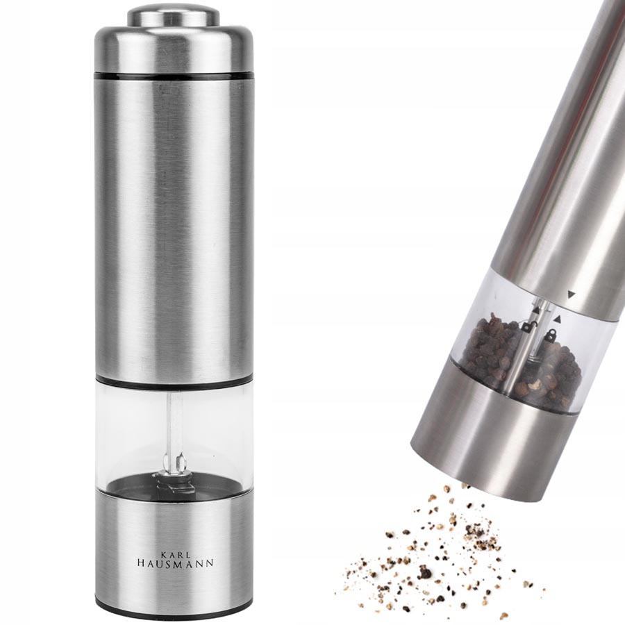 Młynek do soli pieprzu przypraw ELEKTRYCZNY stalowy