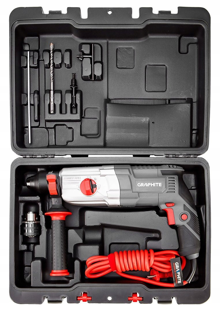 MŁOTOWIERTARKA WIERTARKA MŁOT UDAROWY SDS+ 800W WALIZKA GRAPHITE Zasilanie sieciowe