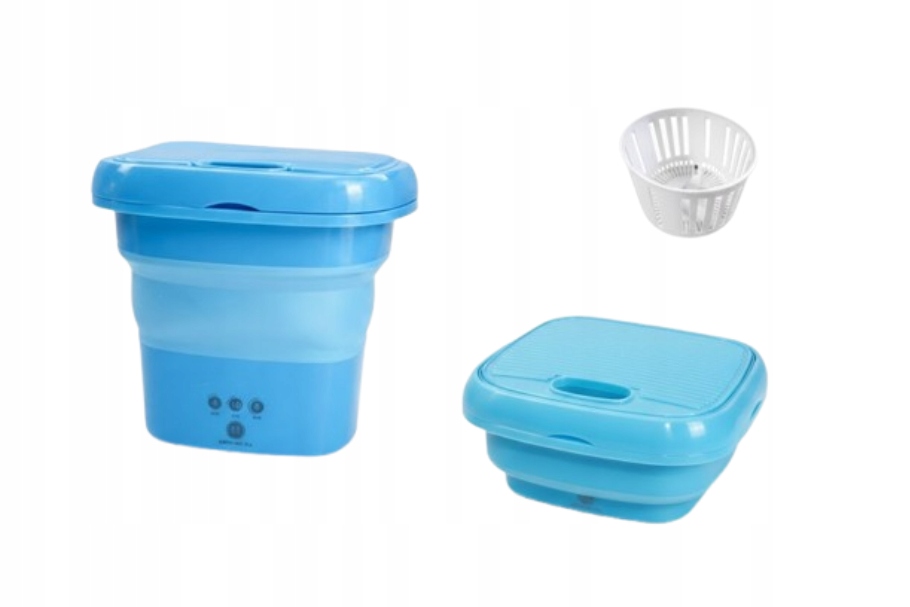 Pralka Mini Składana Turystyczna 0.8KG 30W Kompaktowa Do Podróży Niebieska