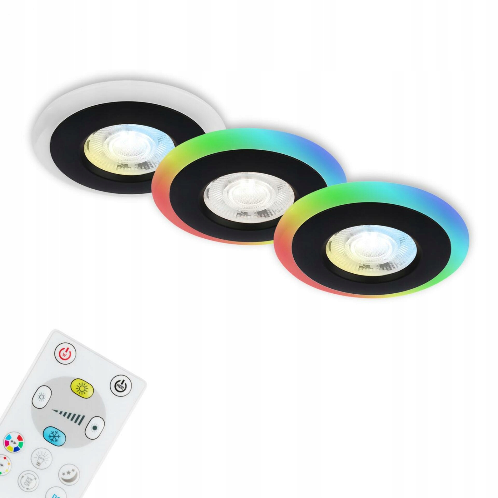 Sada Briloner Led vstavaných svietidiel 3x5W, Rgb+cct, čierna, IP44, diaľkové o