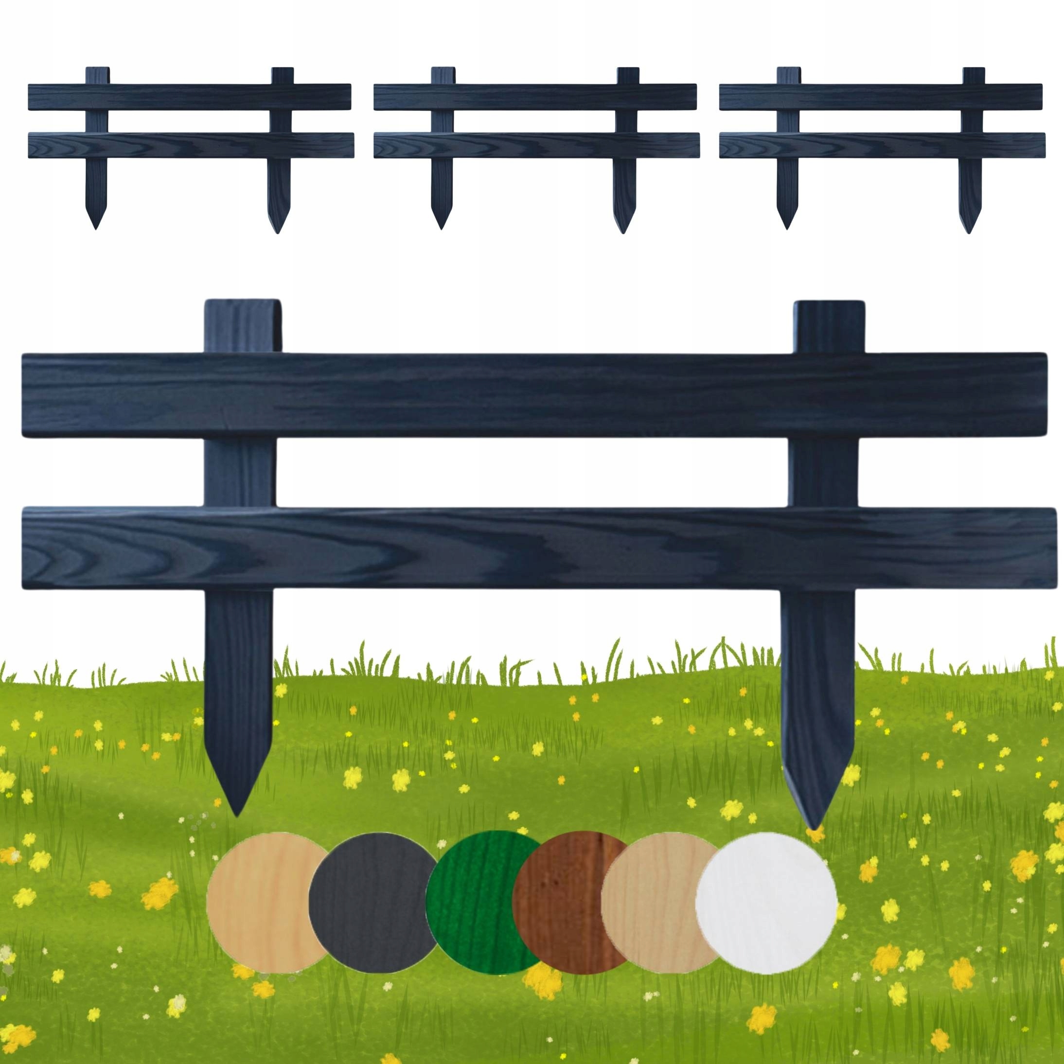 Zahradní plot dřevěný obrubník palisáda 50 x 20 cm Antracit 4 ks