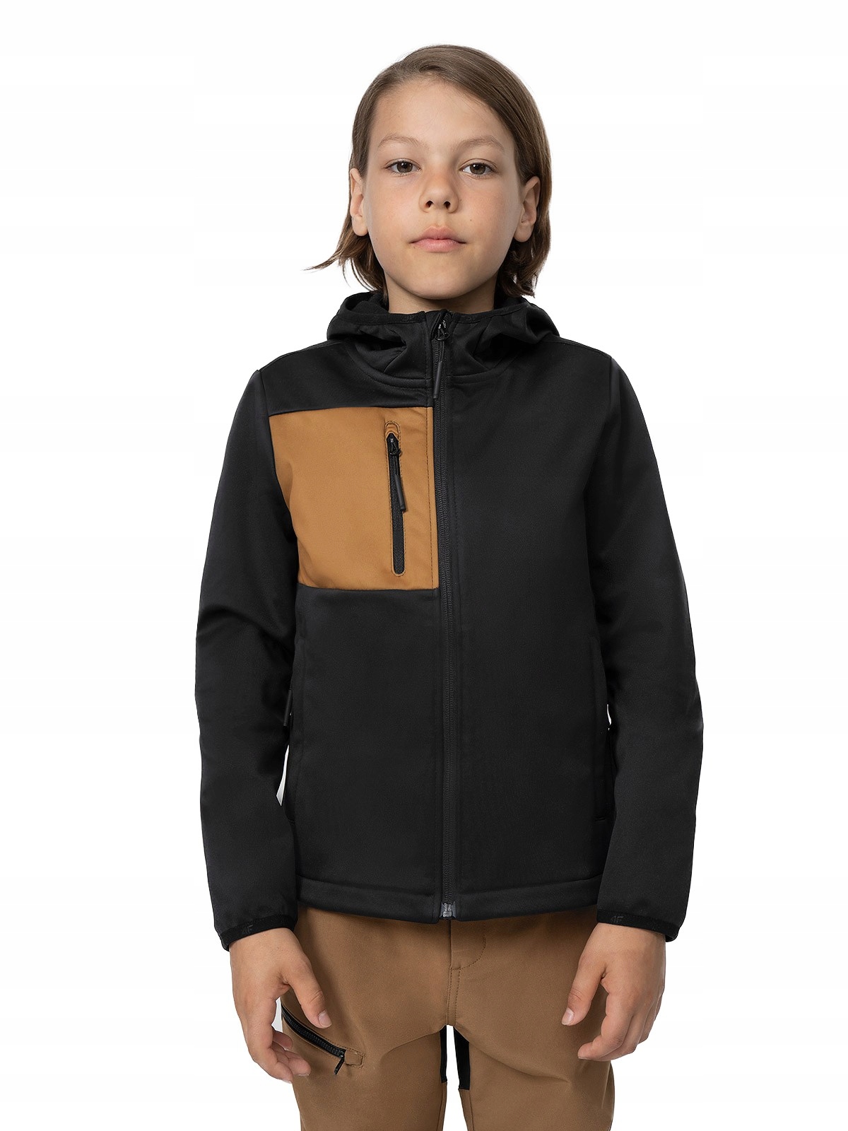 4F Kurtka Chłopięca Softshell 4FJSS23TSOFM041-20S Głęboka Czerń 152 cm.