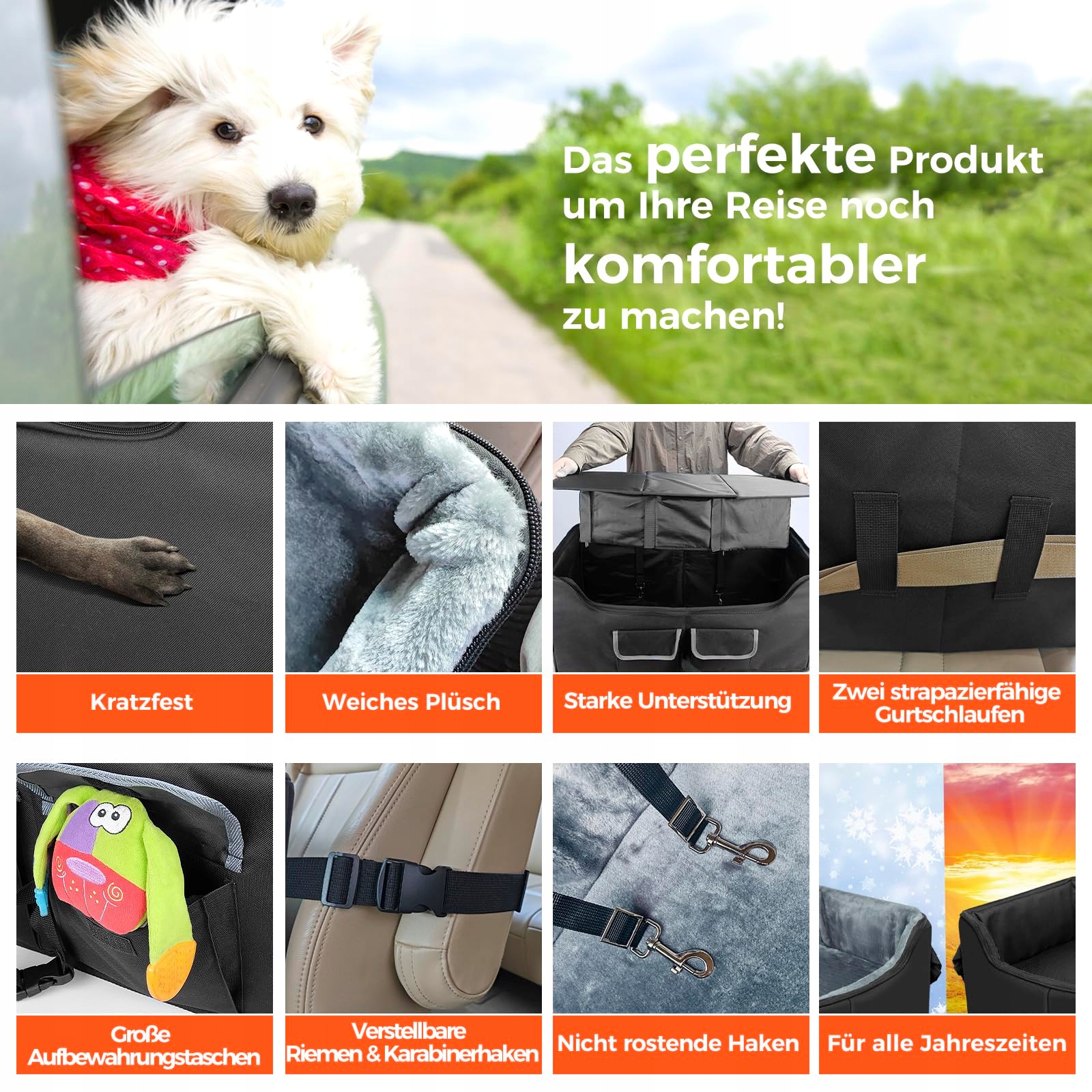 BABENEST Stabilny Samochodowy Kosz Dla Psów XL Marka inna