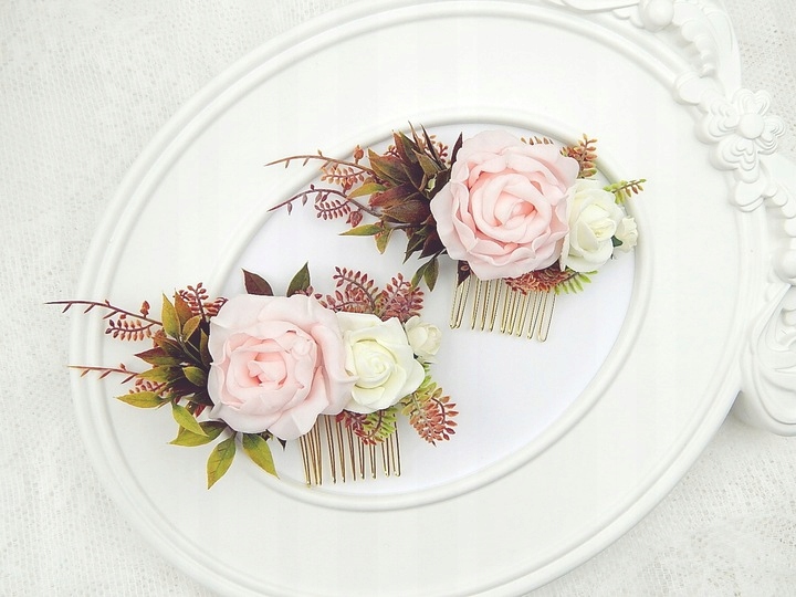 RÓŻANY GRZEBYK do włosów kwiaty stroik Marka bez marki