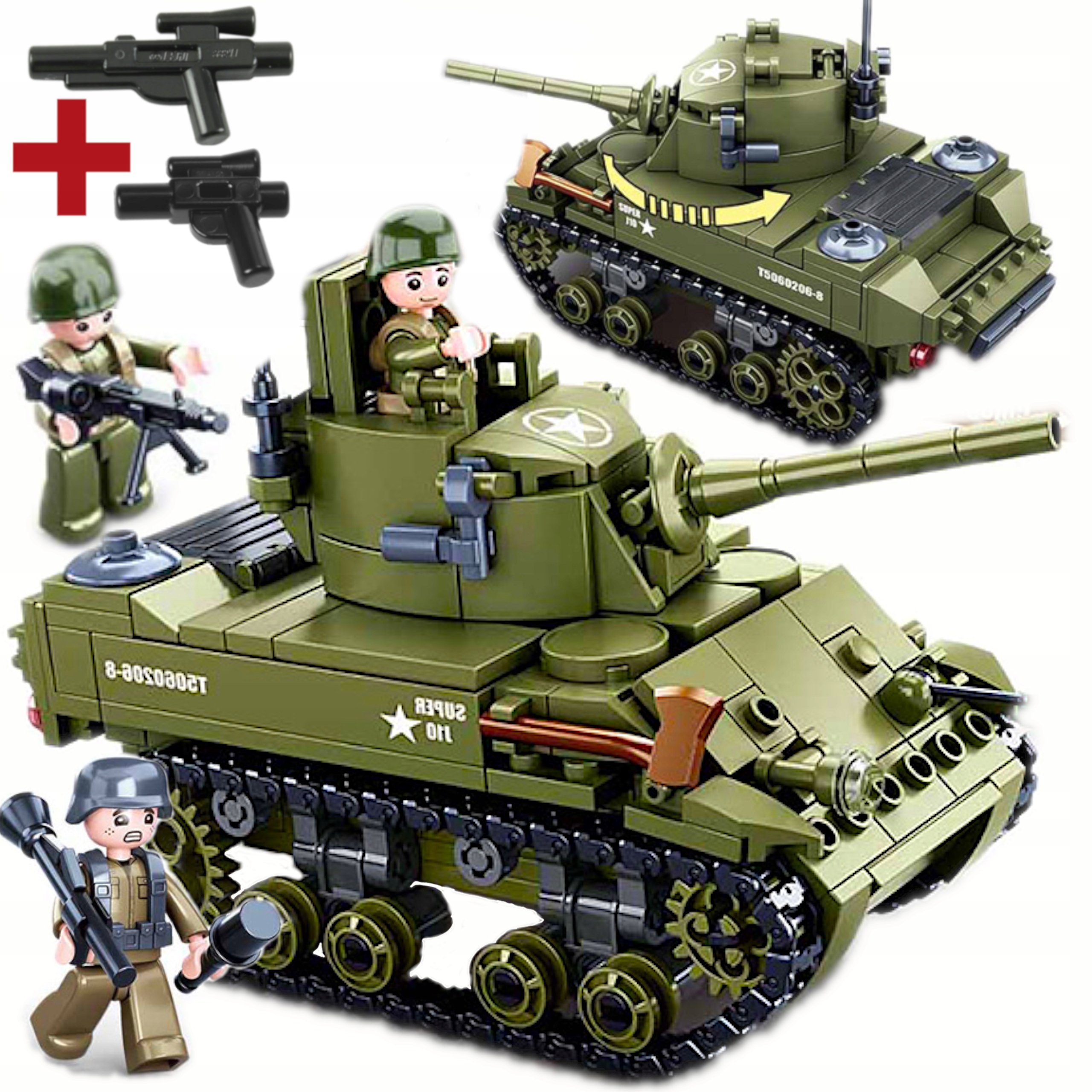 Stavebnice Americký Tank M5A1 Stuart Armáda Usa 2 Figurky Lego Zbraň