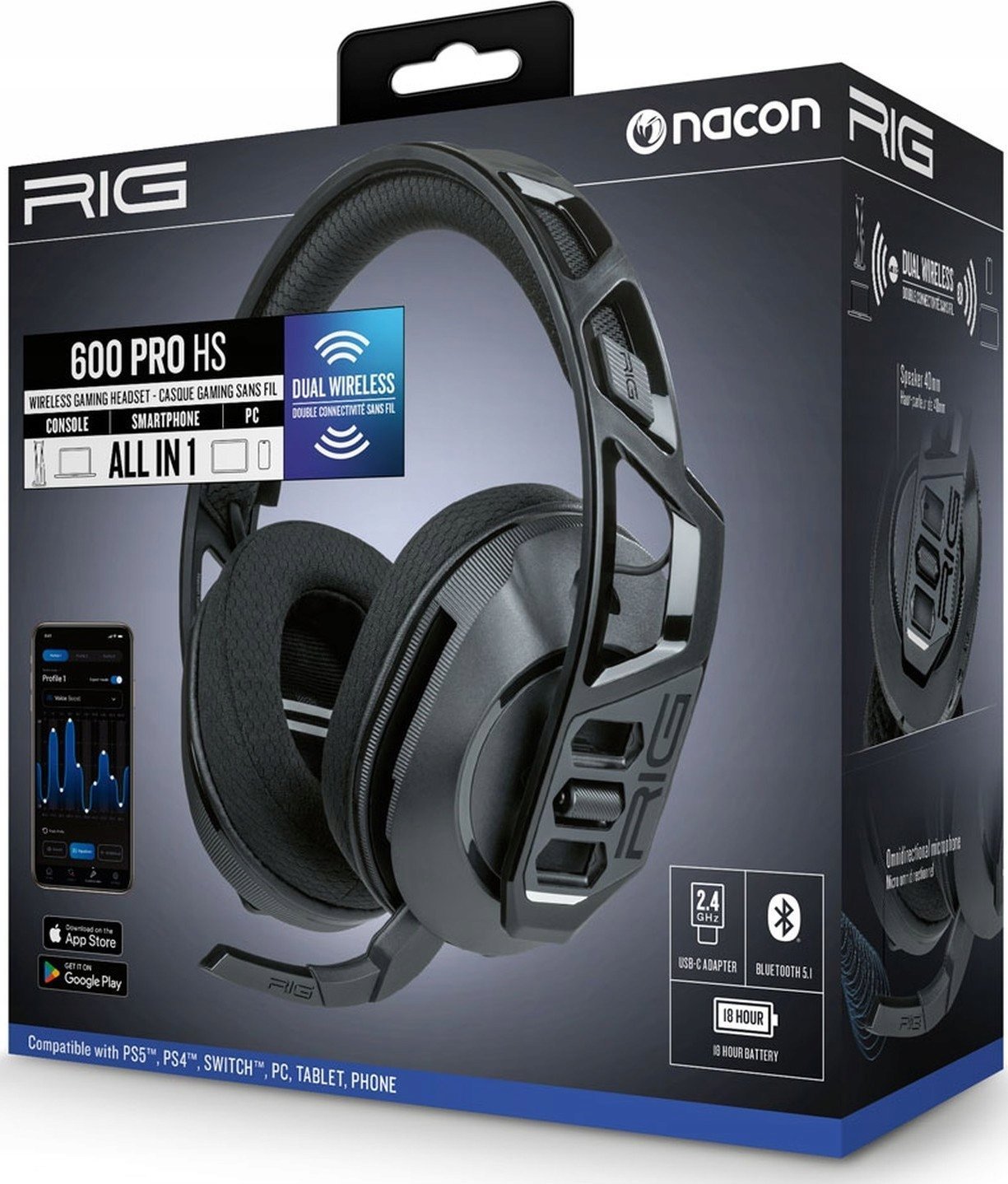 Słuchawki Nacon Rig 600 Pro Hs Czarne (S0454007)