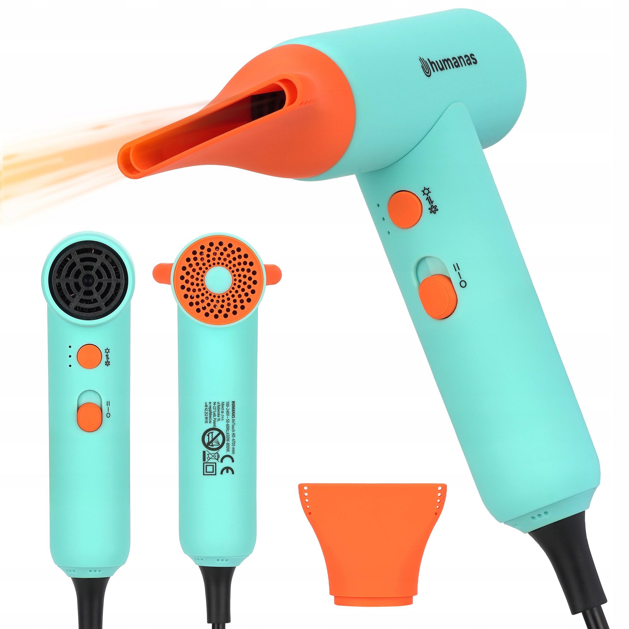 Suszarka do włosów Humanas HD-AT03 jonizacja kompaktowa na basen podróżna