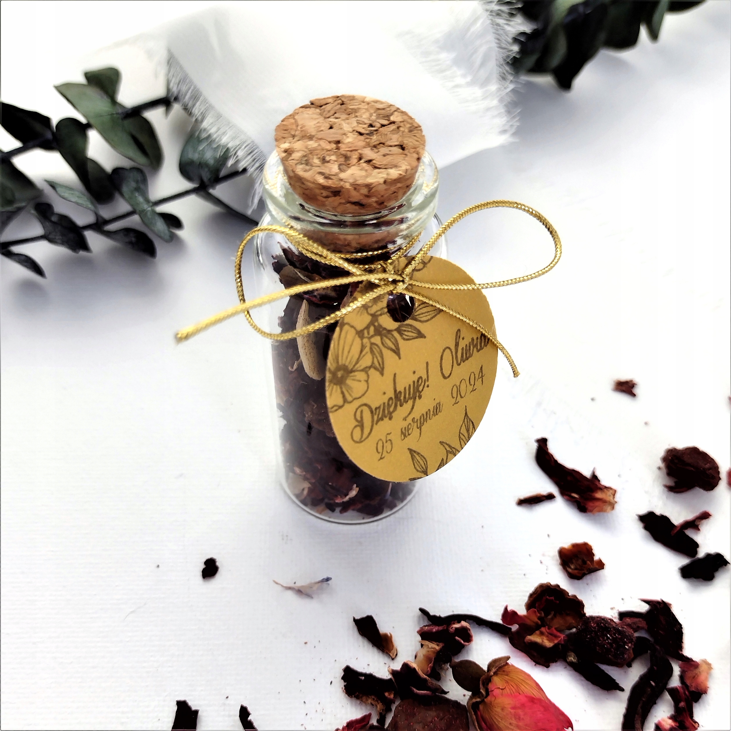 gold 18 | BUTELECZKI UPOMINKI HERBATA URODZINY Przeznaczenie dla gości