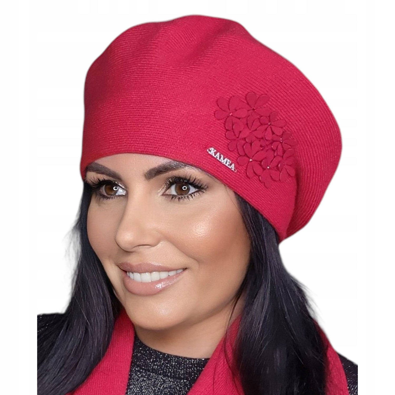 Kamea Feba dámská velikost univerzální teplá na zimu červená Beret