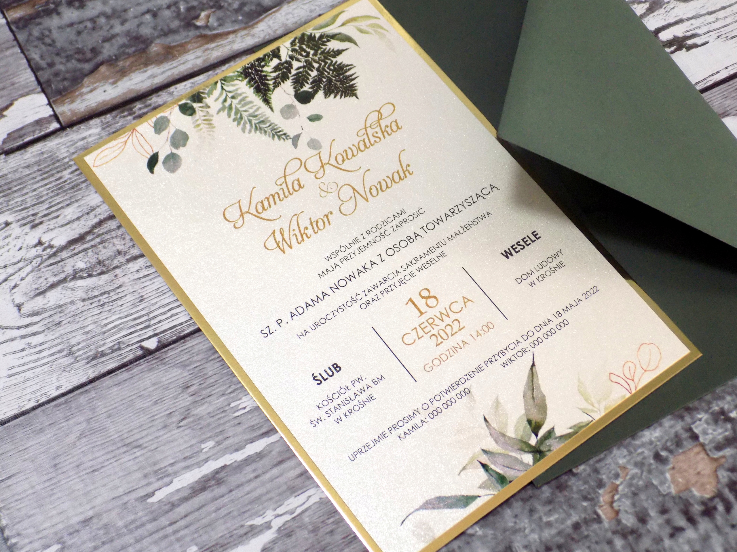 Zaproszenia na ślub ślubne rustykalne boho Marka inny