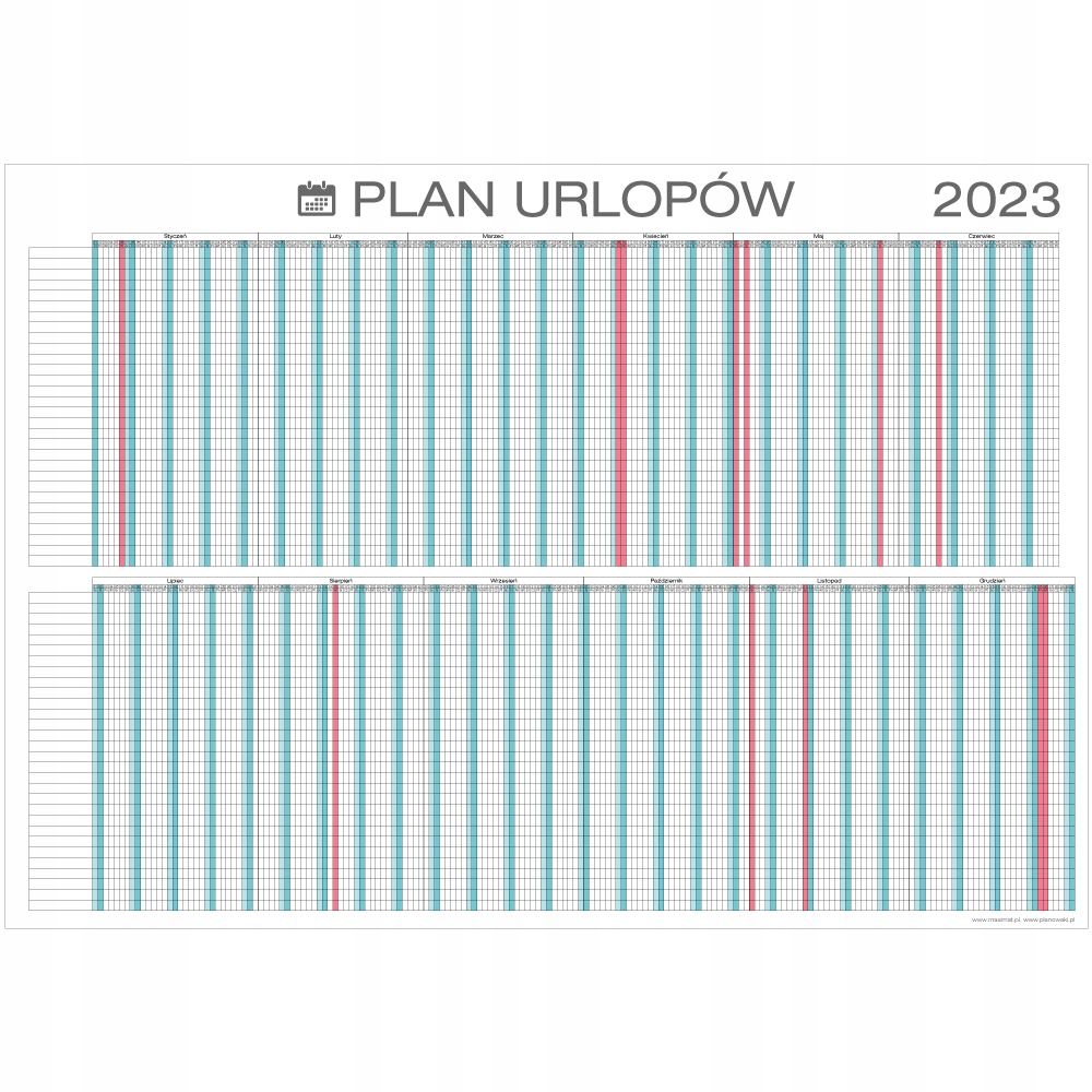 

Suchościeralny Planer Urlopów A0 119x84cm 2023