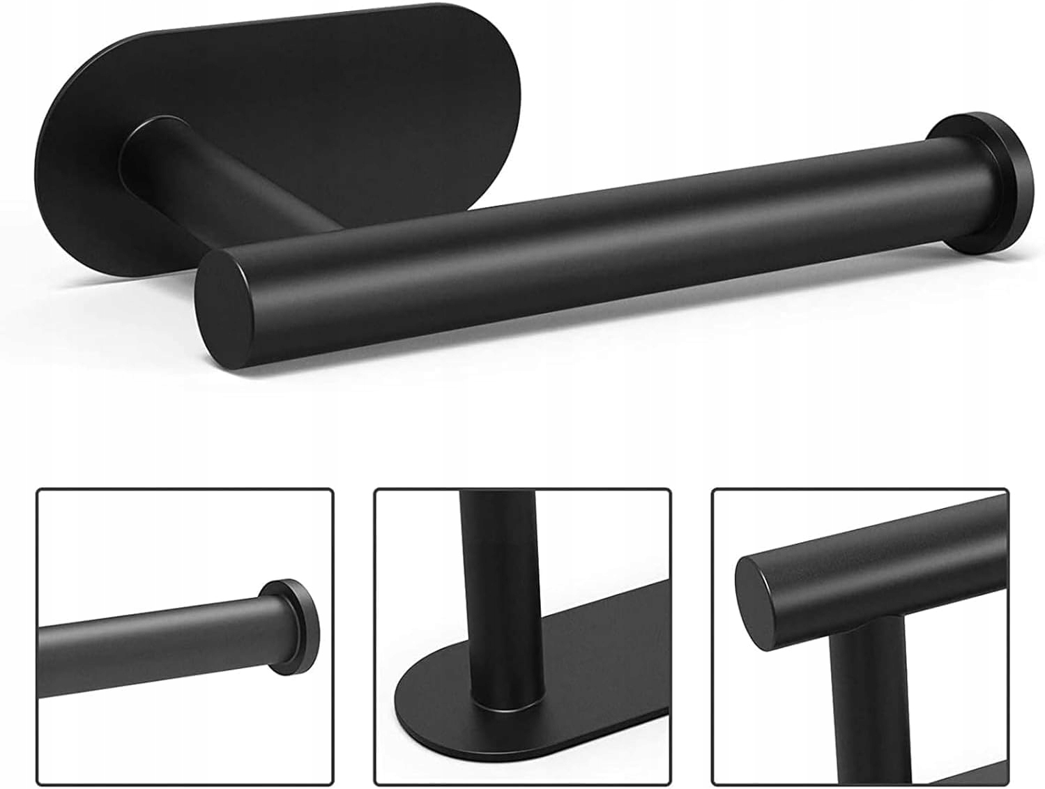 UCHWYT WIESZAK NA PAPIER TOALETOWY SAMOPRZYLEPNY CZARNY BEZ WIERCENIA 3M Rodzaj ścienne