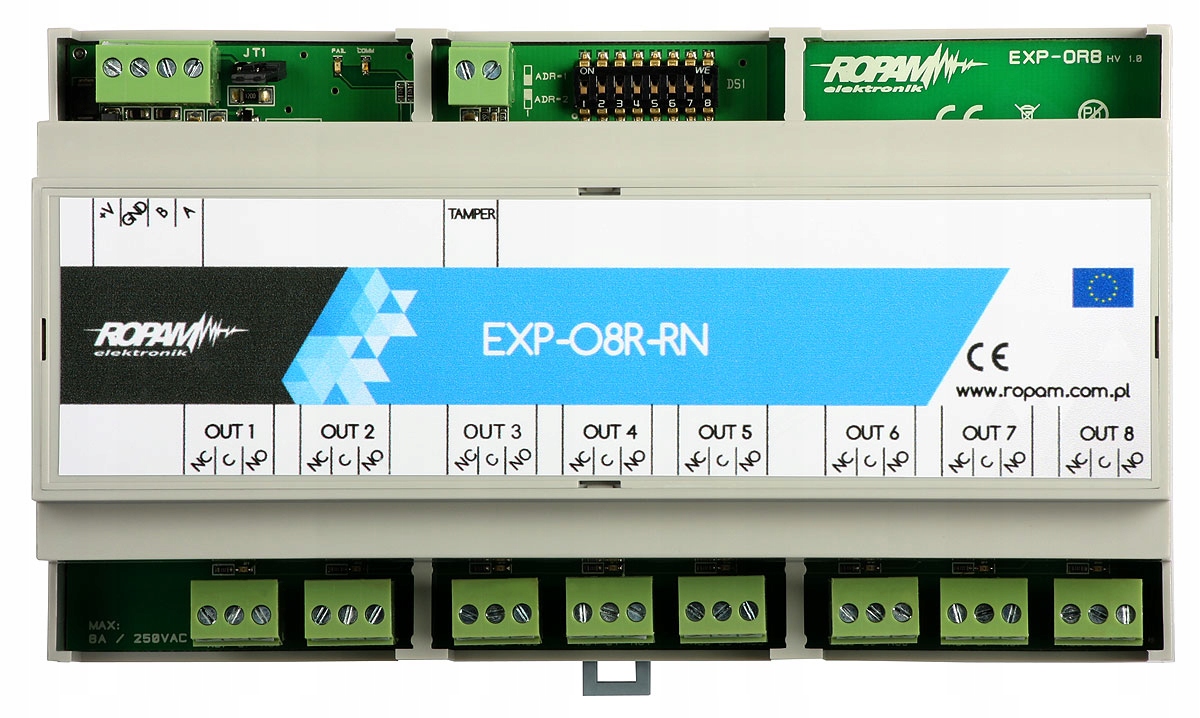 Expandér výstupov Din EXP-O8R-RN-D9M Ropam