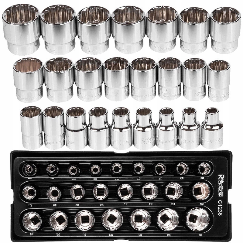 Zestaw 24 nasadek 12-kątnych 8-32 mm wkład do szafki Richmann C1236