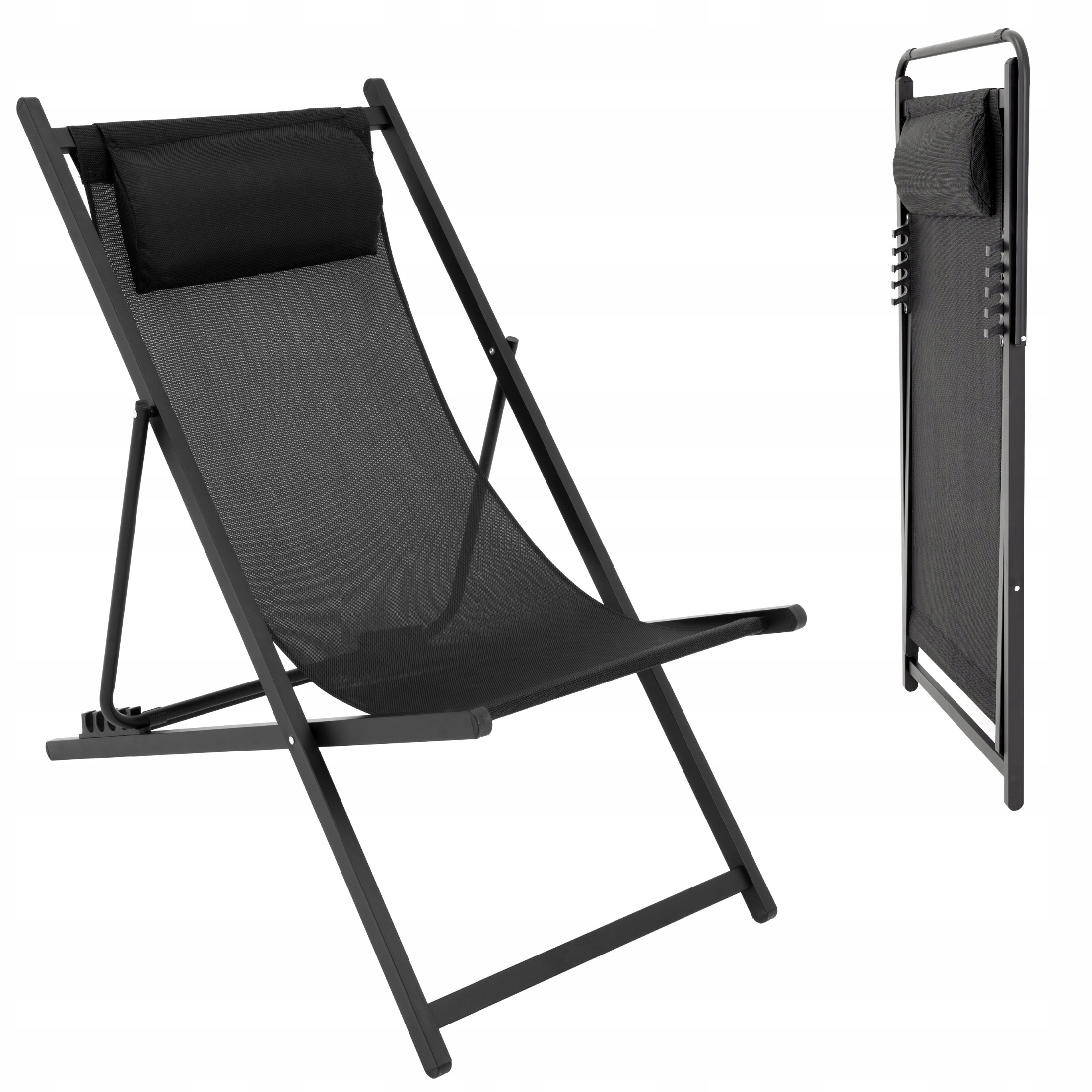 Leżak Ogrodowy składany Plażowy textilene Metalowy Turystyczny regulowany