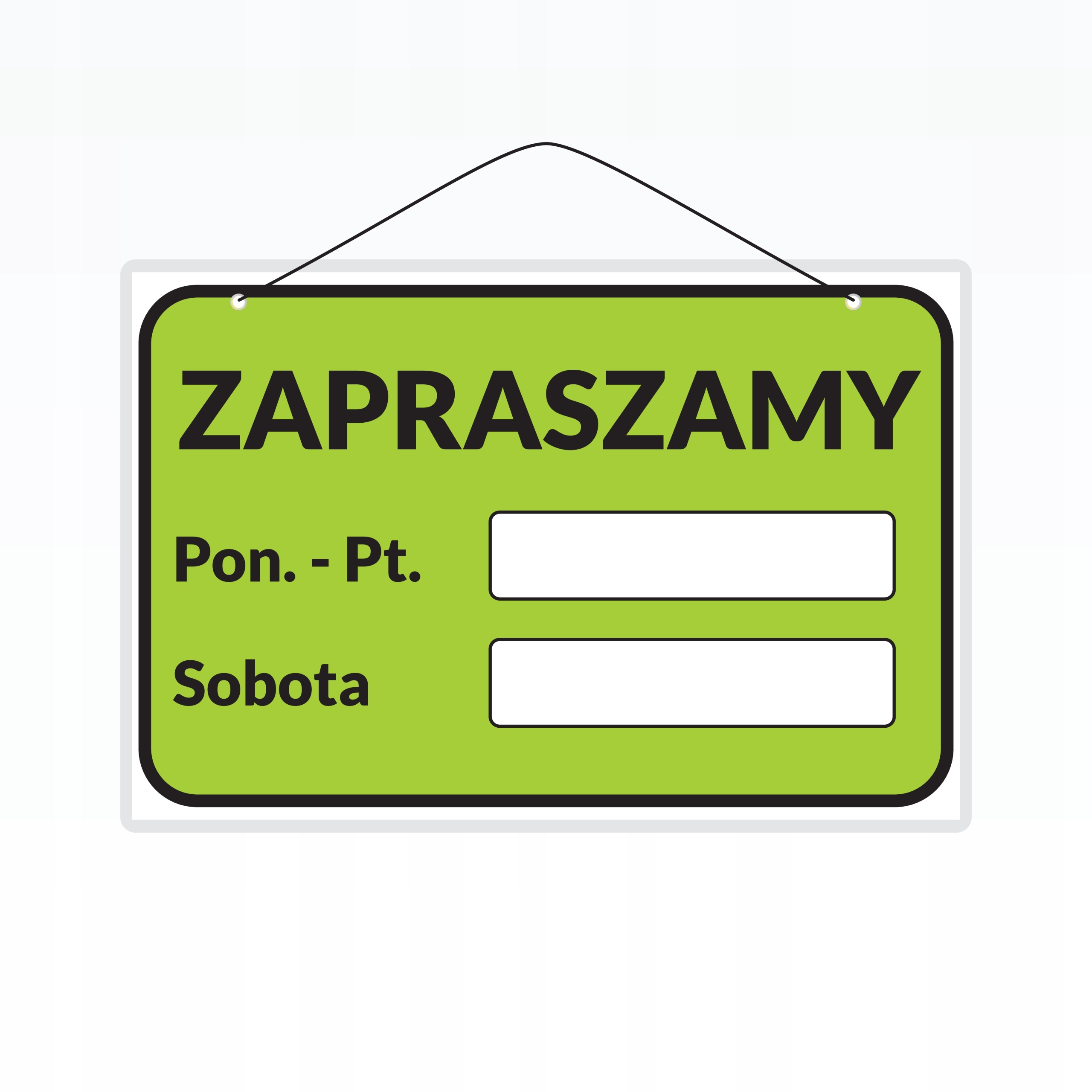 Tabliczka laminowana A5 ZAPRASZAMY PN-PT, SOBOTA